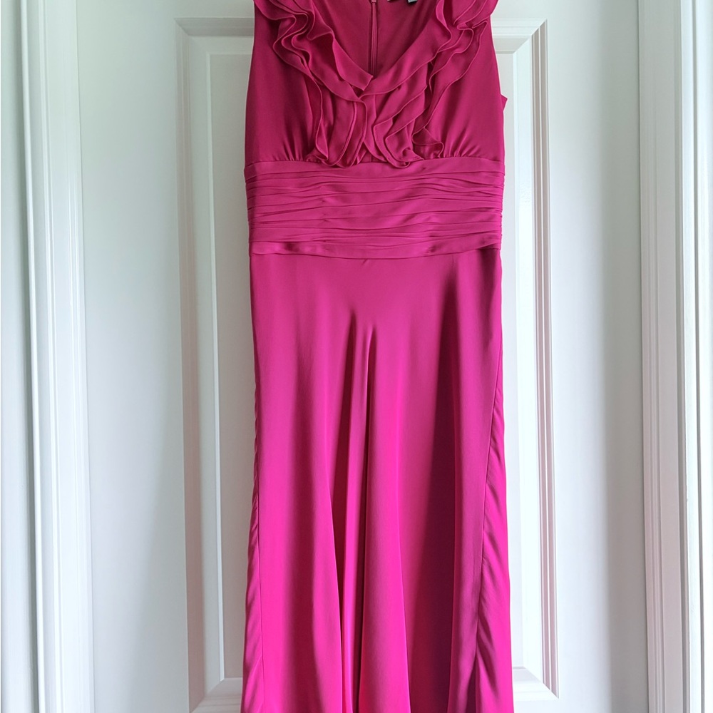 ANTONIO MELANI Fuchsia Ruffled Maxi Dress